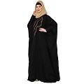 Embroidery Kaftan with pleated sleeves- Black